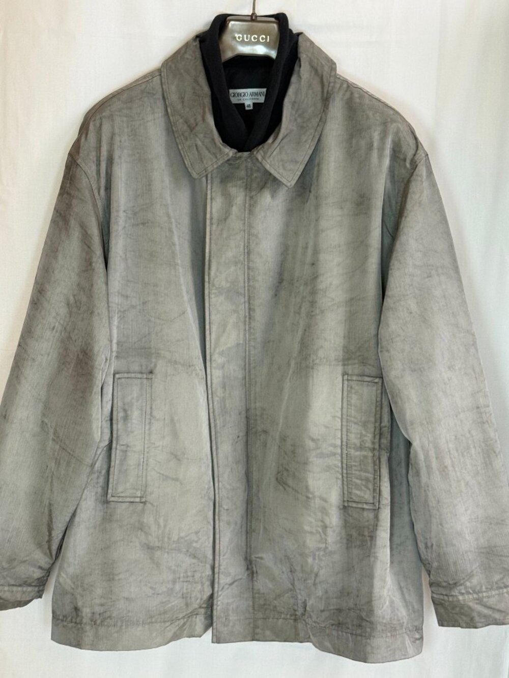 Giorgio Armani Le Collezioni Men's 3 in 1 Interchange Jacket - Sage Gray-Size 46